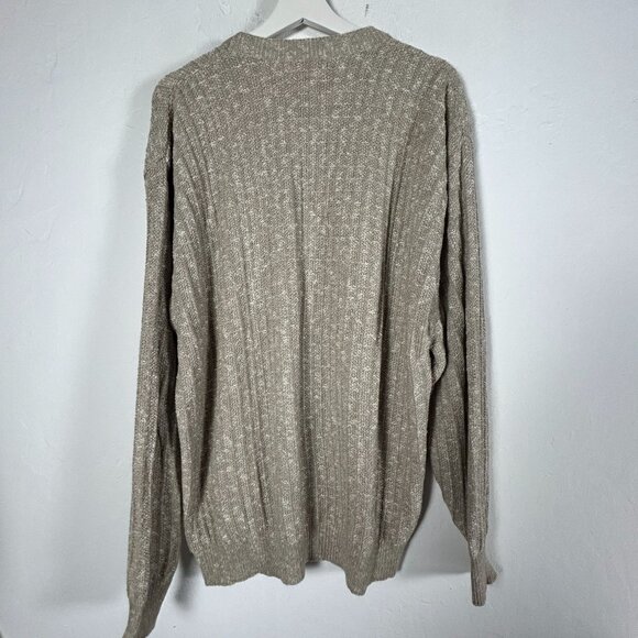 Patrick James Mens Sweater Large Beige Crewneck Pullover Knit Casual Lightweight - Picture 2 of 7